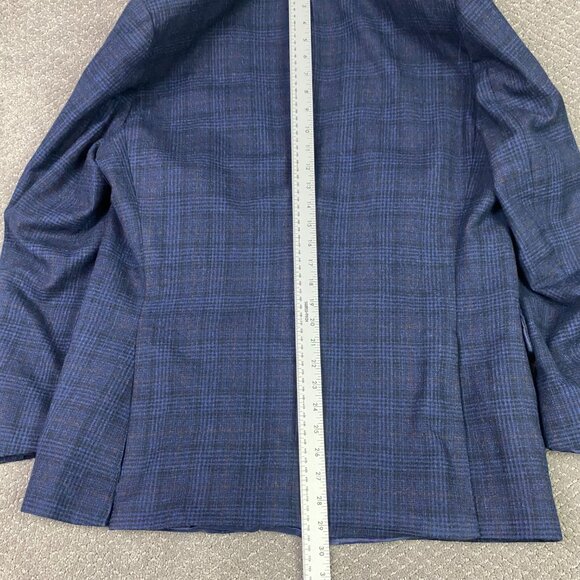 Peter Millar Windowpane Blazer Sport Coat Men's 42R Fit 42S Blue Soft Wool Plaid - Picture 15 of 16